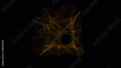 Bild auf Leinwand Golden glowing wireframe Calabi-Yau manifold geometry concept in dark space