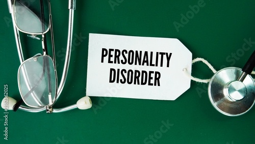 Картината върху платно Stethoscope, glasses and a paper tag with the word Personality disorder