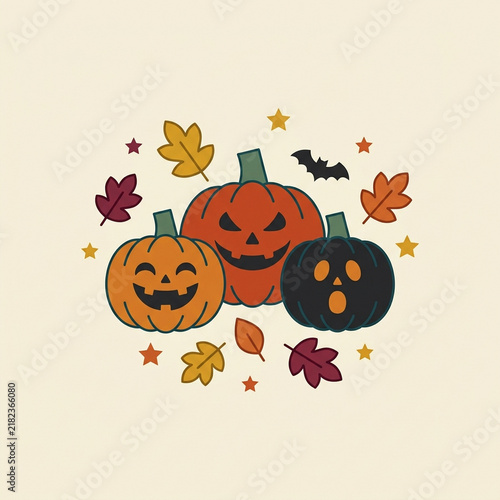 Bunch pumpkins bats digital photo graphic