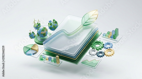 Green various laptop cover icons digital photo graphic