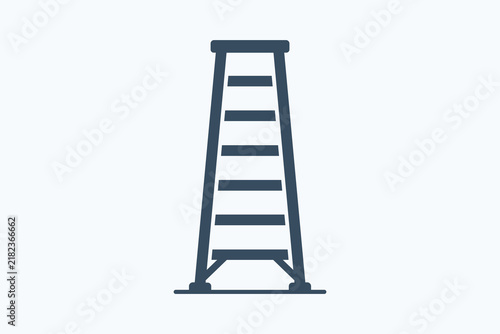 Flat Blue Ladder Isolated