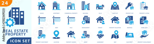 real estate property icons. Real estate property icon set. Set icon of real estate property. Vector illustration editable.	