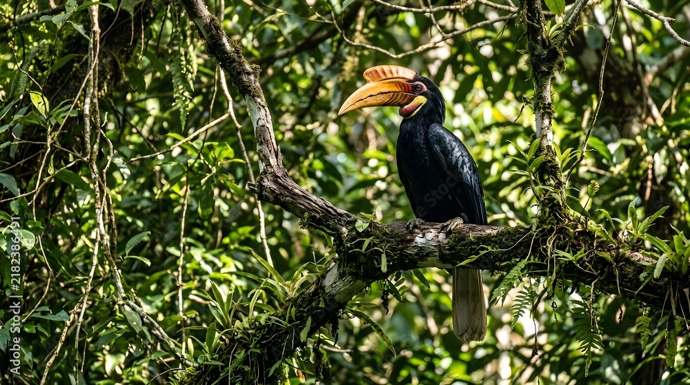 Fototapeta premium Wreathed Hornbill in Tropical Canopy