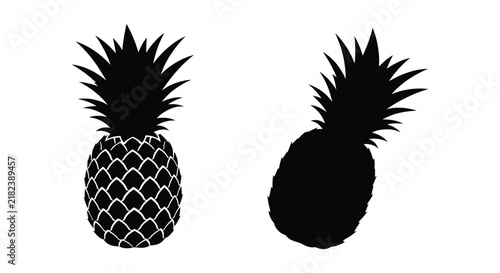 Two pineapple silhouettes display a tropical fruit design on a white background