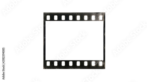 Single old 35mm film frame isolated on transparent background