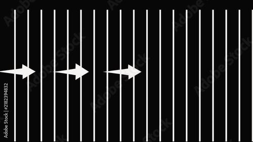 Abstract digital 3D perspective grid moving infinitely through a smoky ,infinite white grid tunnel seamless loop animation with grid line top and bottom moving right and left on black background.