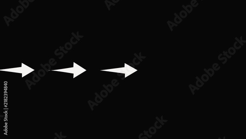 Looping animation of the down arrow icon. Mouse cursor scrolling. White arrow on black and green background left to right direction animation element.