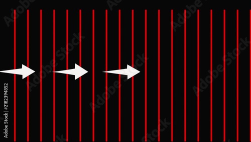 Abstract digital 3D perspective grid moving infinitely through a smoky ,infinite white grid tunnel seamless loop animation with grid line top and bottom moving right and left on black background.