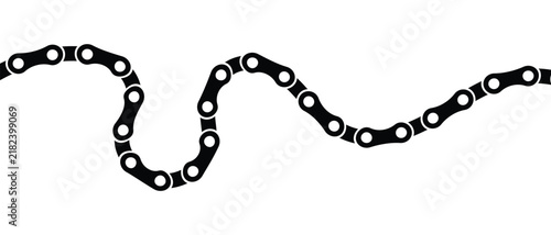 Bicycle chain vector illustration, realistic metal bike chain links pattern, seamless mechanical connection element, industrial equipment design