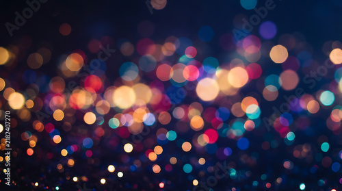 Colorful bokeh lights in dark background