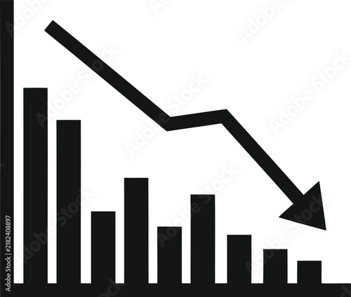 Принти на полотні Business graph showing a downward trend with a declining arrow indicating financ