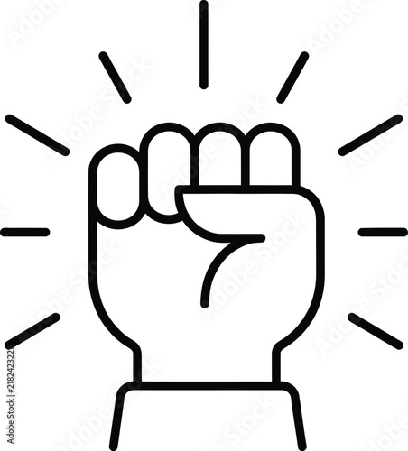 Raised fist icon symbolizing strength and power with strength rebellion resistance activism determination movement