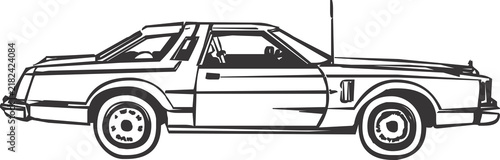 Outline Illustration of a Classic Coupe Car