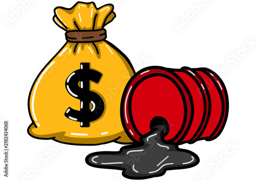 Oil Barrel and Money Bag Commodity Market