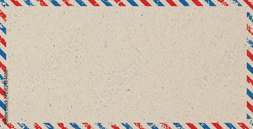 Vintage airmail border on textured paper background