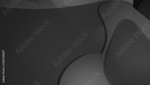 Fotografía Abstract 3D Monochrome Black and White 3D Organic Fluid Metaball Glowing Blobs T
