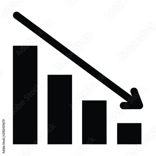 Принти на полотні Declining graph with downward arrow trend