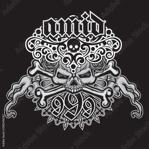 gothic sign with skull, grunge vintage design t shirts
