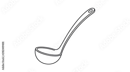 Soup ladle kitchen spoon utensil line art vector illustration with equipment illustration monochrome silhouette
