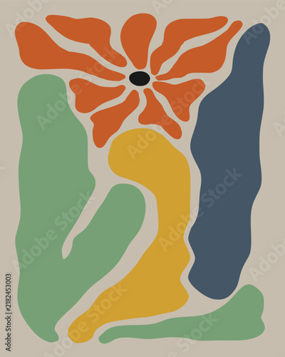 Mid-Century Modern Abstract Floral Art Print