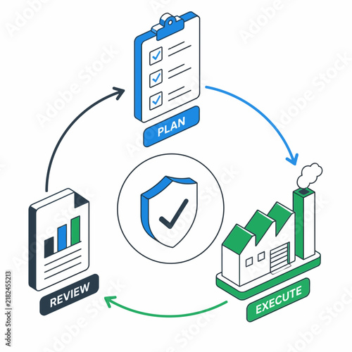 Isometric Business Process Cycle Plan Execute and Review
