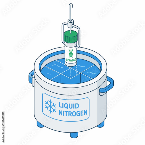 Cryogenic DNA sample storage in liquid nitrogen tank vector