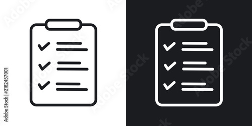 Checklist icon flat outline in black