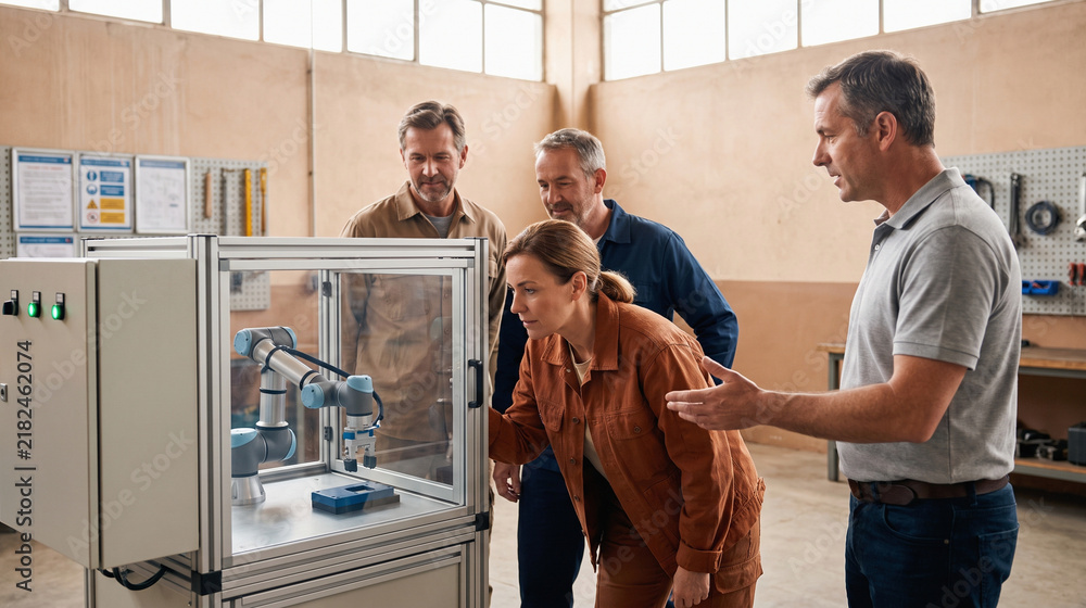 Obraz premium Midcareer professionals kick off hands-on robotics reskilling program
