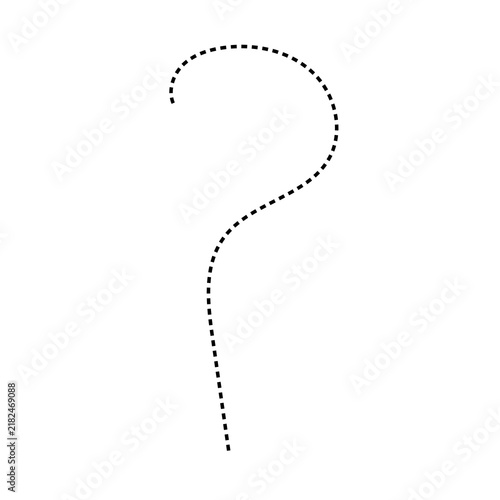 Canvas Print Curved dashed line forming a simple abstract question mark shape with dotted lin