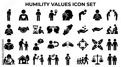 Foto Humility and Human Values Icon Set Representing Kindness Empathy and Respectful