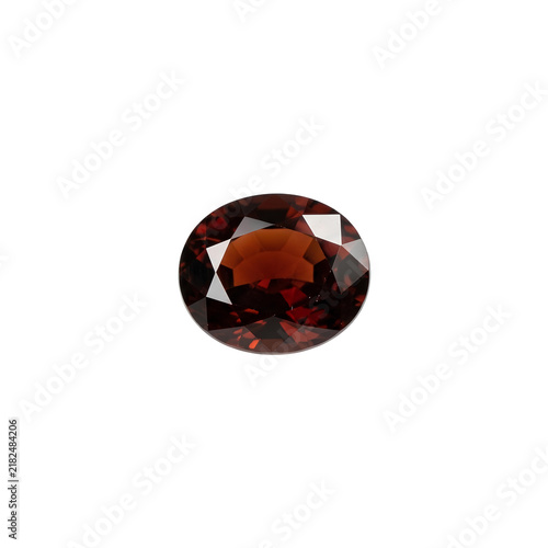 Painite natural rare faceted oval cut gemstone with brilliant red and dark brown flashes isolated