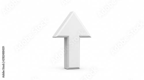 White 3D Upward Pointing Directional Arrow Isolated on a Clean Minimalist Professional Background for Navigation and Design Graphics