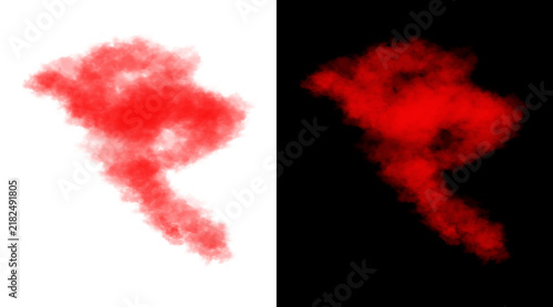 Canvastavla Red smoke cloud illustration on black and white backgrounds, vibrant crimson ste
