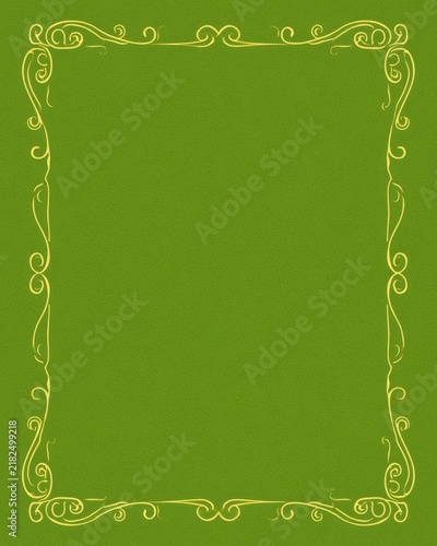 Elegant Golden Swirl Border on Green Surface