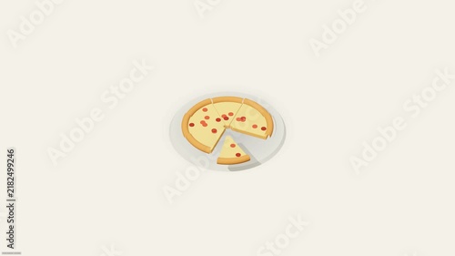 Minimalist isometric pizza loading progress bar illustration