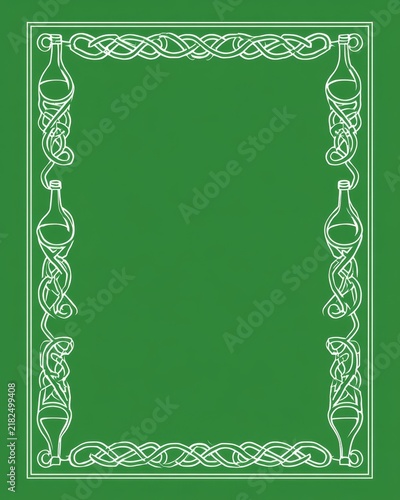 Celtic Knot Bottle Outline Frame on Green