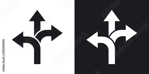 Three directions icon flat outline in black