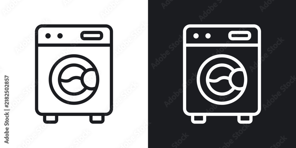 Fototapeta premium Washing machine icon flat outline in black