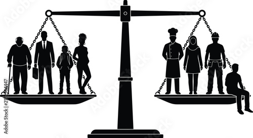 Fotografía Black Justice Scale Silhouette Representing Equality Diversity Social Justice an