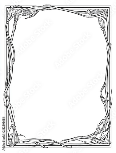 Whimsical Broomstick Vine Decorative Frame Art