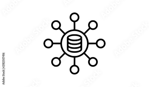 Hub and Spoke Network with Central Database Line Icon Vector