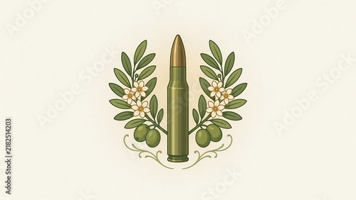 Olive branch with bullet illustration