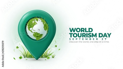 World tourism day illustration with globe pin