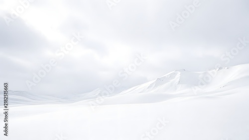 High Key Snowscape of an Untouched White Snowfield Under Soft Overcast Sky