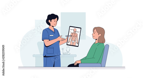 Doctor Explains Anatomy to Patient on Transparent Background