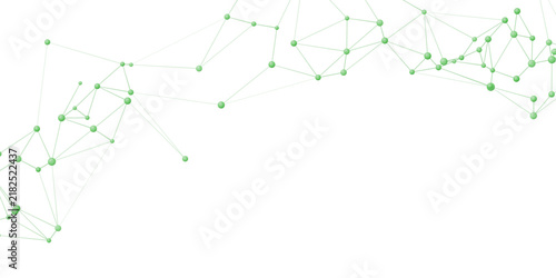 Abstract Green Vector Network Background with Flowing Lines Molecule Connections and Modern Business Technology Design Illustration