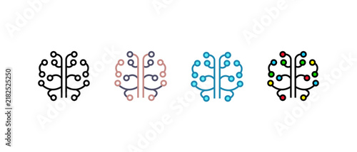 Neural networks. Vector. A set of editable icons.