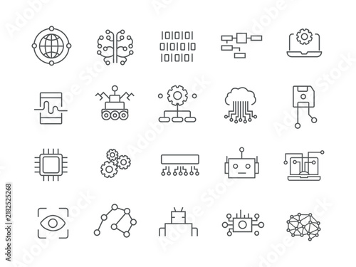Neural networks. Vector. A set of editable icons.