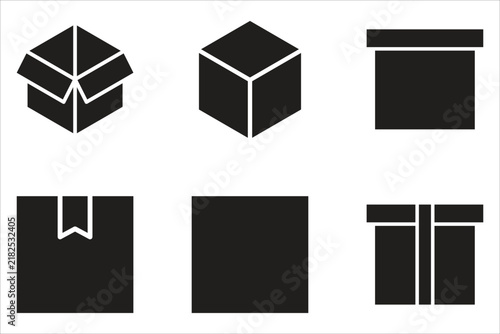 Line-style Box and Packaging Icon Set. A collection of line-style icons related to cargo, boxes, packaging, shipping, cartons, parcels, and more. Adjustable line thickness. Vector illustration.