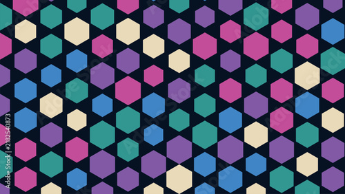 Abstract hexagon pattern background with geometric flow and modern digital tech structure.